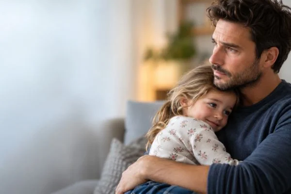 image of man and his child England